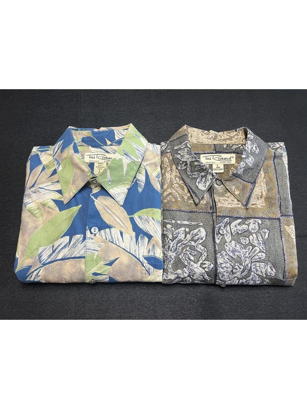 (2) Tori Richard Hawaiian Shirts Large Cotton Cotton Resort, Tropical, Vacation